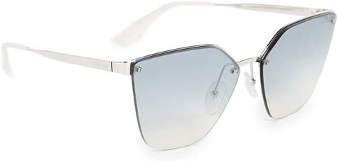 Prada Women's Cinema Evolution Sunglasses, Silver/Blue Silver, 